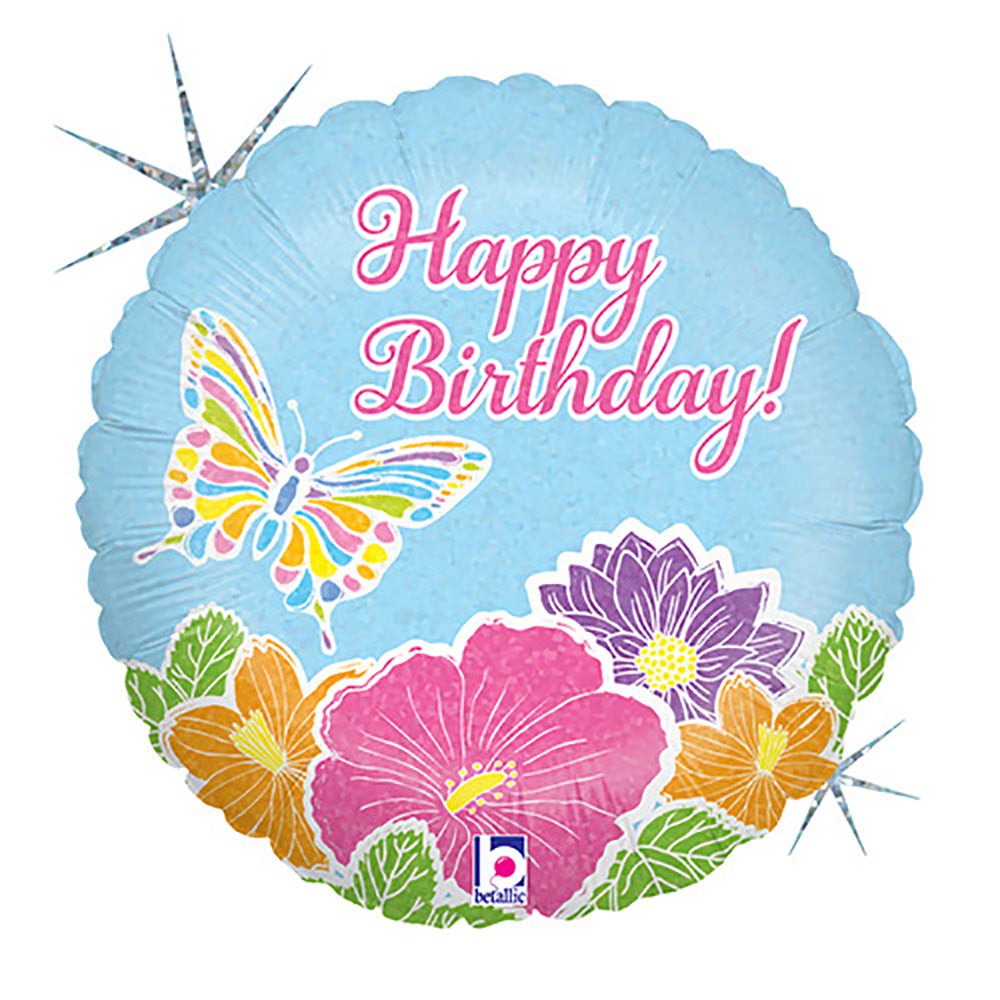 Betallic 18 inch PASTEL BUTTERFLY BIRTHDAY Foil Balloon 36151P-B-P