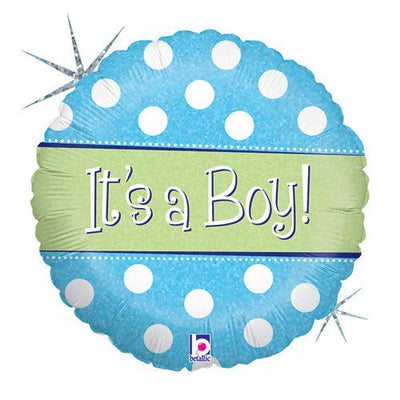 Betallic 18 inch POLKA DOTS IT'S A BOY Foil Balloon 86761-B-U