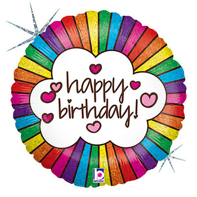 Betallic 18 inch RETRO RAINBOW BIRTHDAY Foil Balloon 36140P-B-P