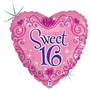 Betallic 18 inch SWEET 16 SPARKLES Foil Balloon 86592P-B-P