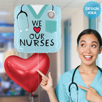 Betallic 18 inch WE LOVE OUR NURSES Foil Balloon 26267-B-U