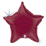 Betallic 21 inch BURGUNDY HOLOGRAPHIC STAR Foil Balloon 15009-B-U