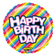 Betallic 21 inch MIGHTY BIRTHDAY RAINBOW Foil Balloon 14323P-B-P