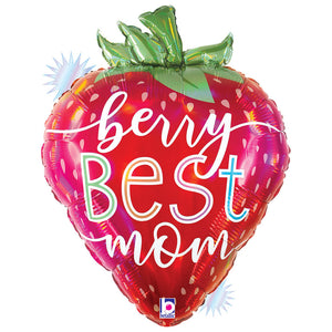 Betallic 21 inch OPAL BEST MOM STRAWBERRY Foil Balloon 25172-B-P