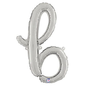 Betallic 24 inch SCRIPT LETTER B SILVER (AIR-FILL ONLY) Foil Balloon 34702SP-B-P