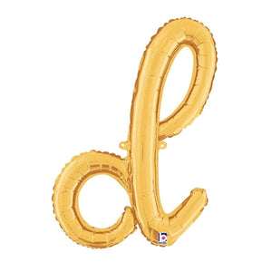 Betallic 24 inch SCRIPT LETTER D GOLD (AIR-FILL ONLY) Foil Balloon 34704GP-B-P