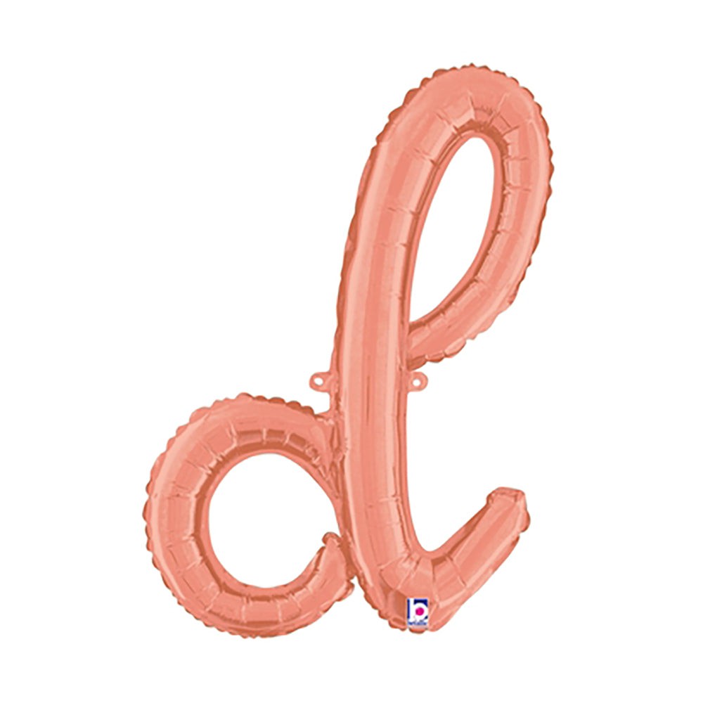 Betallic 24 inch SCRIPT LETTER D - ROSE GOLD (AIR-FILL ONLY) Foil Balloon 34704RGP-B-P