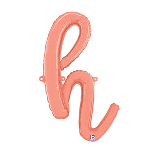 Betallic 24 inch SCRIPT LETTER H - ROSE GOLD (AIR-FILL ONLY) Foil Balloon 34708RGP-B-P