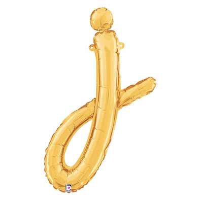 Betallic 24 inch SCRIPT LETTER J GOLD (AIR-FILL ONLY) Foil Balloon 34710GP-B-P