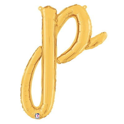 Betallic 24 inch SCRIPT LETTER P GOLD (AIR-FILL ONLY) Foil Balloon 34716GP-B-P