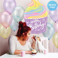 Betallic 27 inch PASTEL BIRTHDAY CUPCAKE Foil Balloon 35961P-B-P