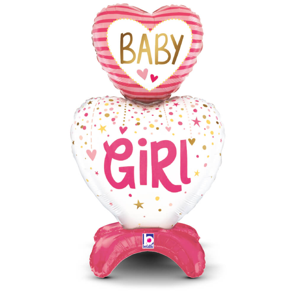 Betallic 28 inch STANDUPS BABY GIRL HEARTS Foil Balloon 25300P-B-P