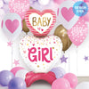 Betallic 28 inch STANDUPS BABY GIRL HEARTS Foil Balloon 25300P-B-P