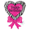 Betallic 30 inch BIRTHDAY ZEBRA HEART BOW Foil Balloon 85889P-B-P