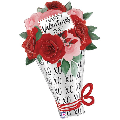 Betallic 30 inch SATIN VALENTINE ROSE BOUQUET Foil Balloon 25240-B-P