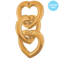 Betallic 32 inch LINKING HEART GOLD Foil Balloon 25085-B-P