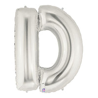 Betallic 40 inch LETTER D - SILVER MEGALOON Foil Balloon 15904SP-B-P