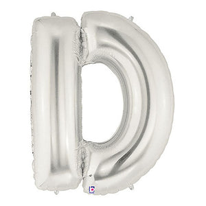 Betallic 40 inch LETTER D - SILVER MEGALOON Foil Balloon 15904SP-B-P