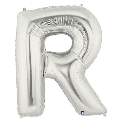 Betallic 40 inch LETTER R - SILVER MEGALOON Foil Balloon 15918SP-B-P