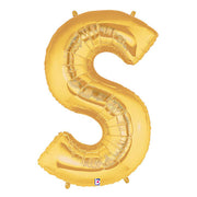 Betallic 40 inch LETTER S - GOLD MEGALOON Foil Balloon 15919GP-B-P