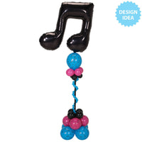 Betallic 40 inch MUSIC NOTE DOUBLE - BLACK Foil Balloon 85377P-B-P