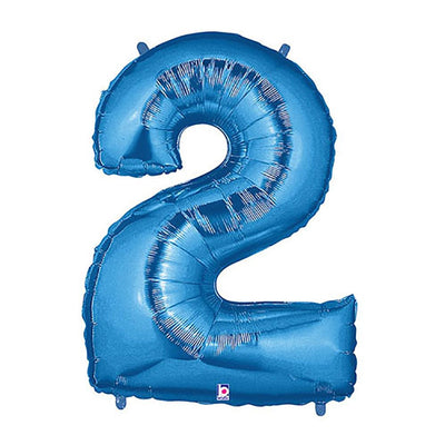 Betallic 40 inch NUMBER 2 - BLUE MEGALOON Foil Balloon 15842BP-B-P