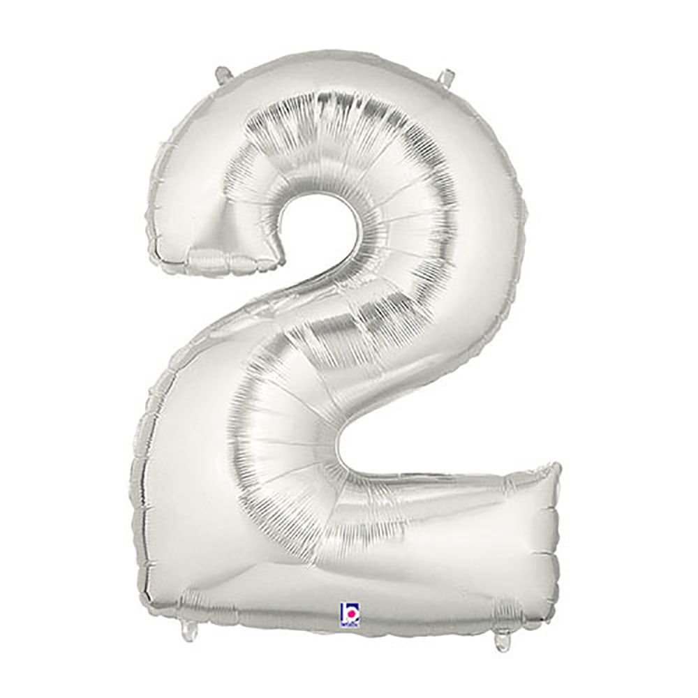 Betallic 40 inch NUMBER 2 - SILVER MEGALOON Foil Balloon 15842SP-B-P