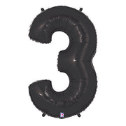 Betallic 40 inch NUMBER 3 - BLACK MEGALOON Foil Balloon 15843KP-B-P