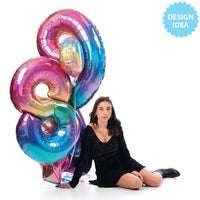 Betallic 40 inch NUMBER 5 - OPAL RAINBOW MEGALOON Foil Balloon 15845RWP-B-P