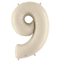 Betallic 40 inch NUMBER 9 - WHITE SAND MEGALOON Foil Balloon 15849WSP-B-P