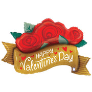 Betallic 41 inch VALENTINE RED ROSE BANNER Foil Balloon 25241-B-P