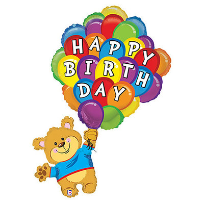 Betallic 42 inch BIRTHDAY BALLOON BEAR Foil Balloon 85820P-B-P