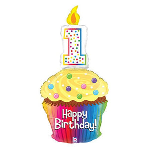 Betallic 47 inch HAPPY 1ST BIRTHDAY CUPCAKE Foil Balloon 85817-B-U