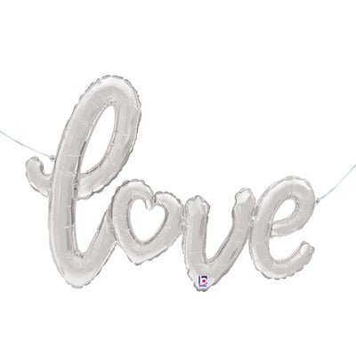 Betallic 47 inch LOVE SCRIPT - SILVER Foil Balloon 35720-B-P