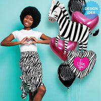 Betallic 50 inch JUNGLE ZEBRA Foil Balloon 25208P-B-P