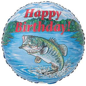 Burton 17 inch HAPPY BIRTHDAY BASS FISH Foil Balloon 45718-BB-P