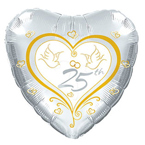 CTI 17 inch 25TH ANNIVERSARY DOVES Foil Balloon 214241-C-U