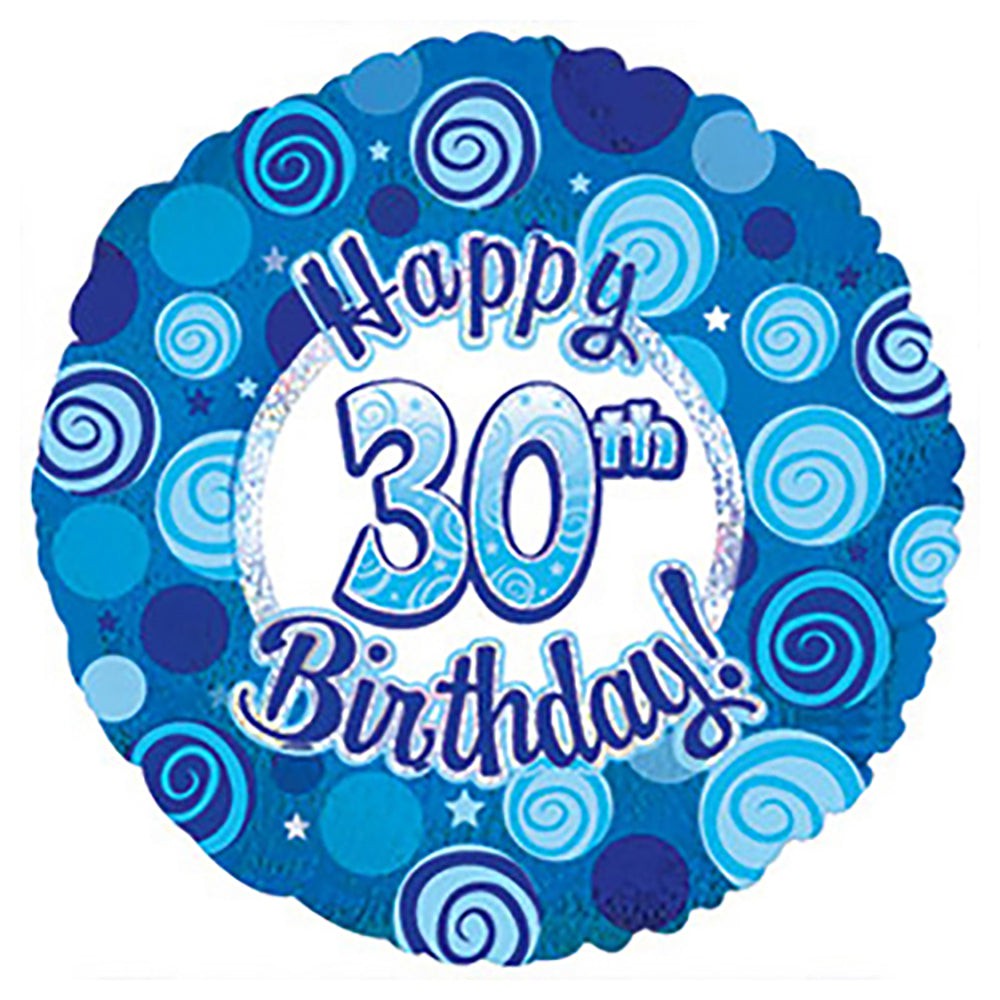 CTI 17 inch HAPPY 30 BIRTHDAY BLUE DAZZLEOONS Foil Balloon 114733-C-U