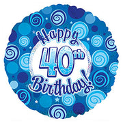 CTI 17 inch HAPPY 40 BIRTHDAY BLUE DAZZLEOONS Foil Balloon 114734-C-U