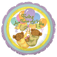 CTI 17 inch TWICE AS NICE BABY BEARS Foil Balloon 114555-C-U