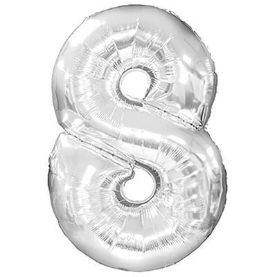 CTI 38 inch NUMBER 8 - CTI - SILVER Foil Balloon 433108-C-U