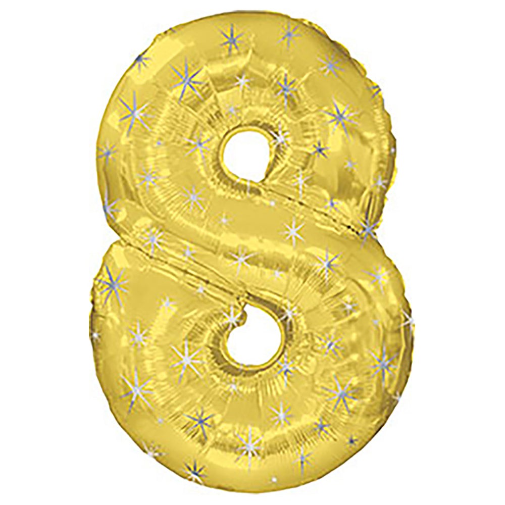 CTI 38 inch NUMBER 8 - GOLD SPARKLE Foil Balloon 433608-C-U