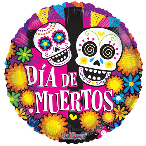 Kaleidoscope 18 inch DIA DE MUERTOS COLORFUL Foil Balloon 88126-18-K-U