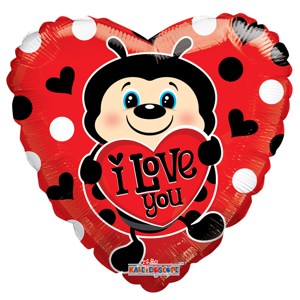 Kaleidoscope 18 inch LADY BUG WITH HEART Foil Balloon 19974-18-K-U