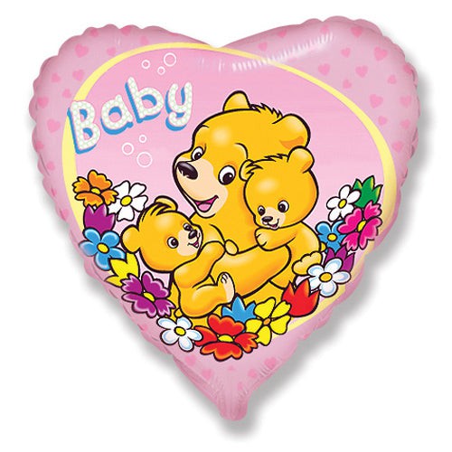 LA Balloons 18 inch BABY GIRL BEARS Foil Balloon LAB142-FM