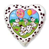 LA Balloons 18 inch HAPPY BIRTHDAY DALMATIANS - WHITE Foil Balloon LAB162-FM