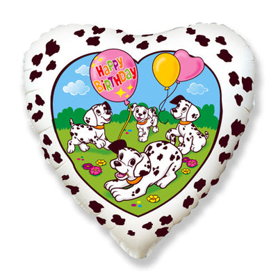 LA Balloons 18 inch HAPPY BIRTHDAY DALMATIANS - WHITE Foil Balloon LAB162-FM