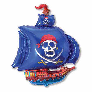 LA Balloons 41 inch PIRATE SHIP - BLUE Foil Balloon LAB273-FM