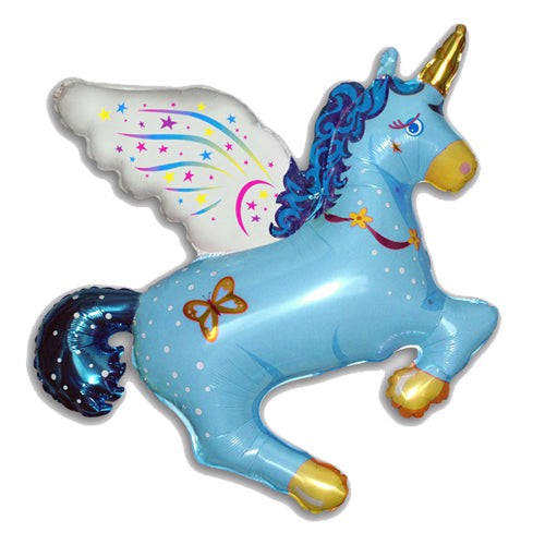 LA Balloons 44 inch MAGIC UNICORN - BLUE Foil Balloon LAB255-FM