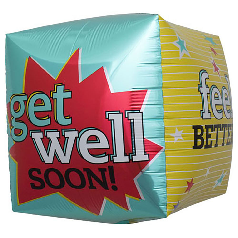 Northstar 17 inch CUBE - GET WELL FEEL BETTER Foil Balloon 01134-01-N-P